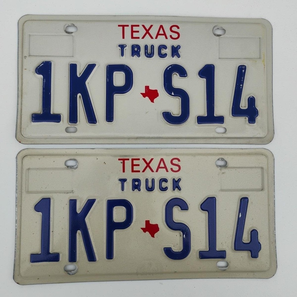 Vintage‎ 1990s Texas Truck License Plate Set 1KP S23